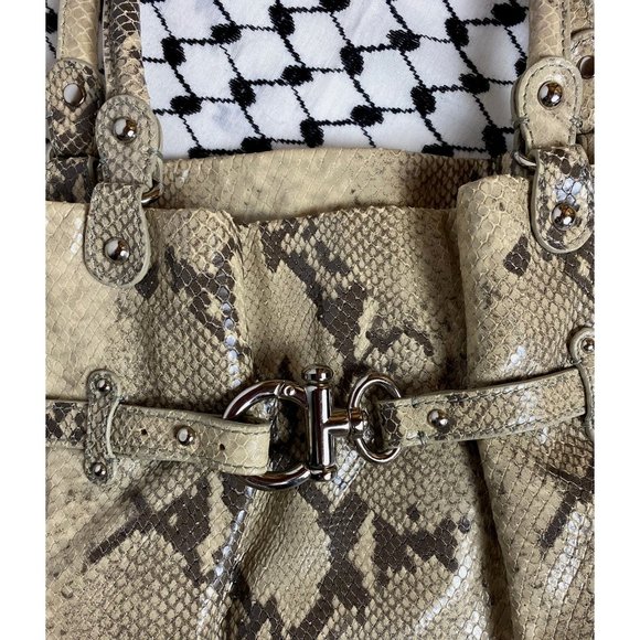 Forth & Towne Snakeskin Print Leather Satchel Purse with Silver Hardware - Picture 8 of 12